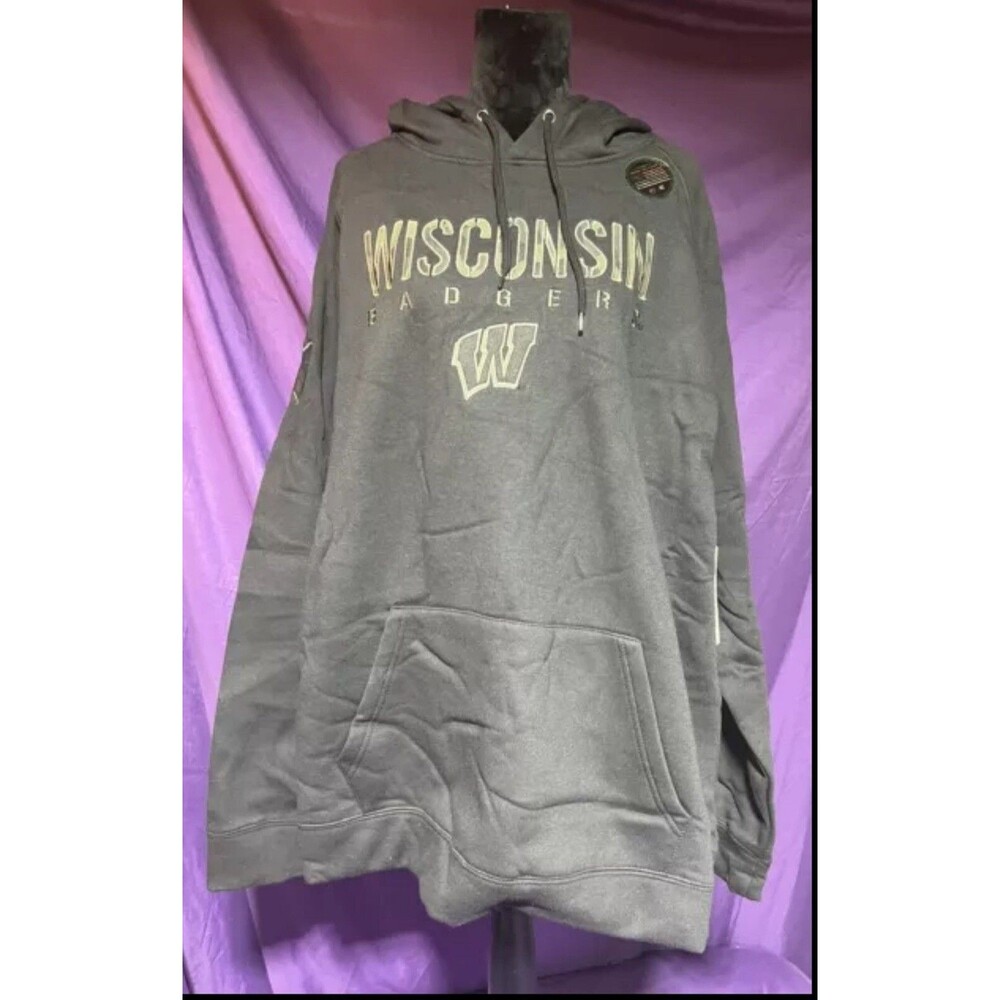 Colosseum Wisconsin Badgers Hoodie 3XL Black Camo Hooded Sweatshirt NCAA